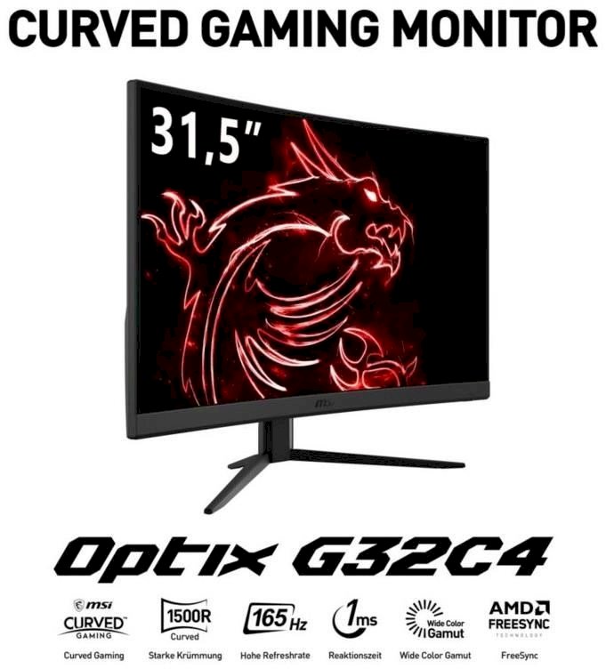 MSI OPTIX G32C4 Curved 32 Inch 165hz, 1MS Gaming Monitor ...